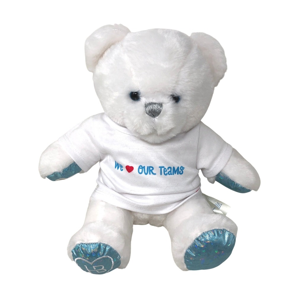 Build A Bear Employee Exclusive Plush White Bear We Heart‎ Our Teams Shirt BABW